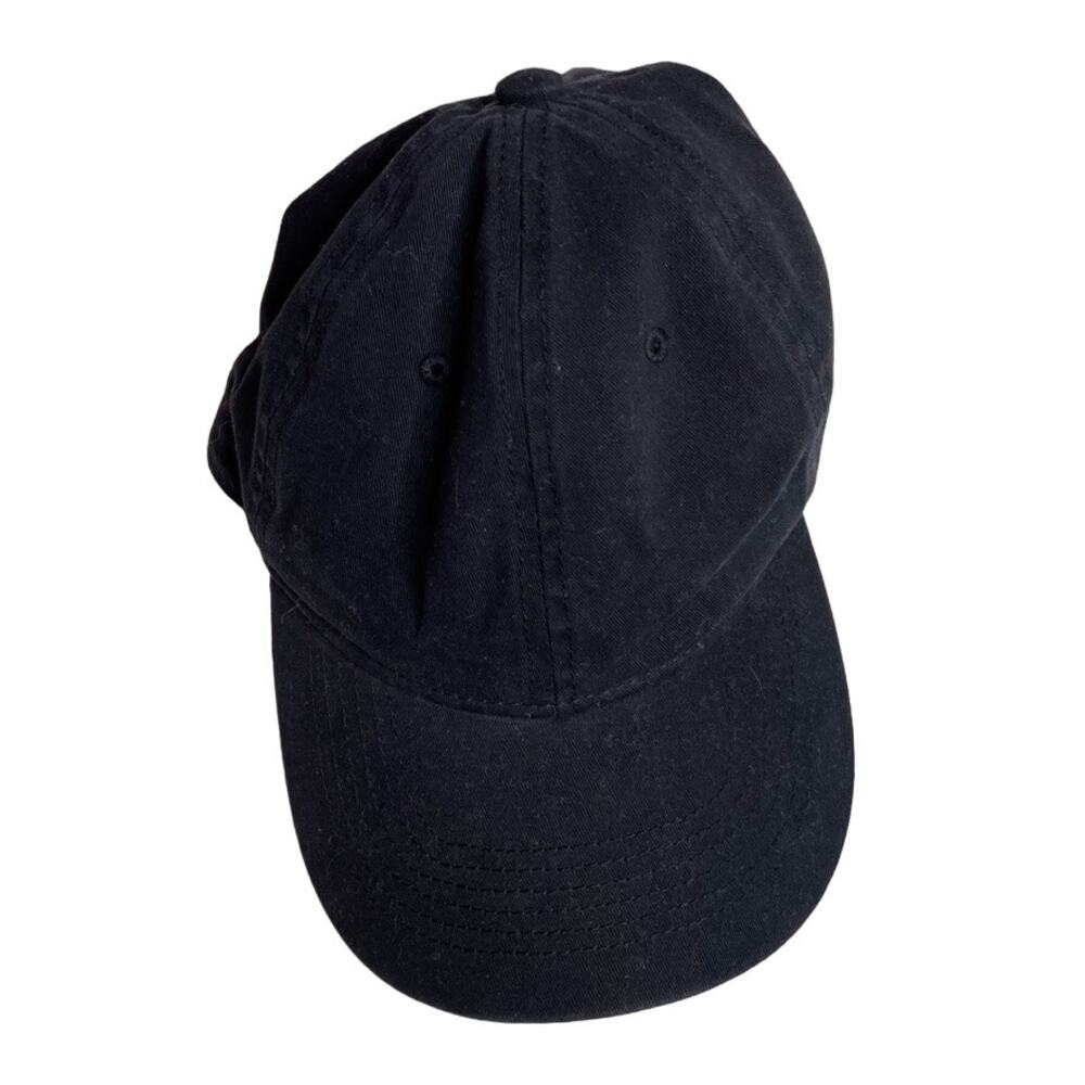 GOODFELLOW Black Leather‎ Strap Gold Buckle Adjustable Hat Baseball One Size